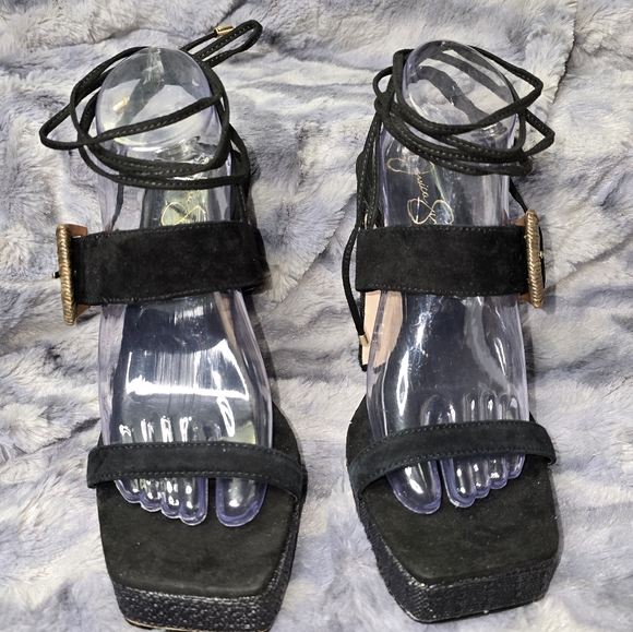 NWB‎ Jessica Simpson Caelia Lace-Up Platform Heel Dress Sandals Size 12 Black - Picture 5 of 10